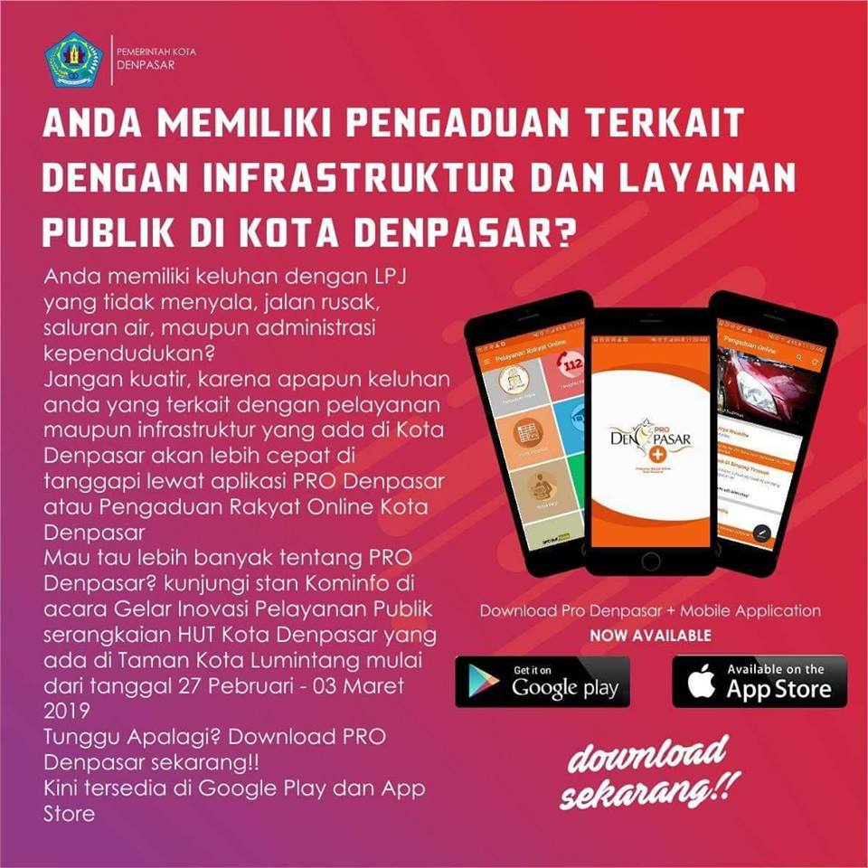 APLIKASI PRO DENPASAR KINI TERSEDIA DI GOOGLE PLAY DAN APP STORE
